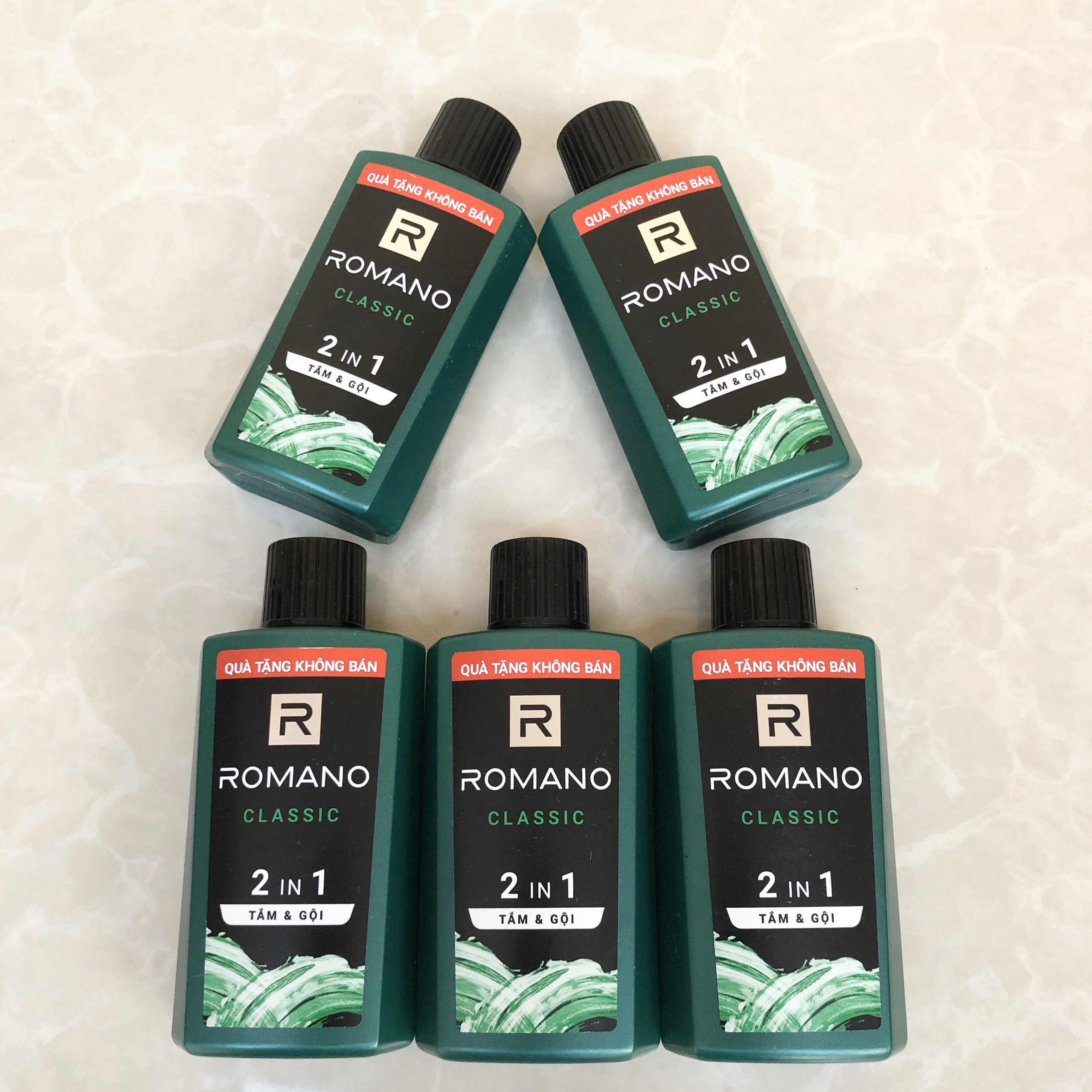 Combo 5 dầu tắm gội romano 2 in 1 classic chai mini 60g