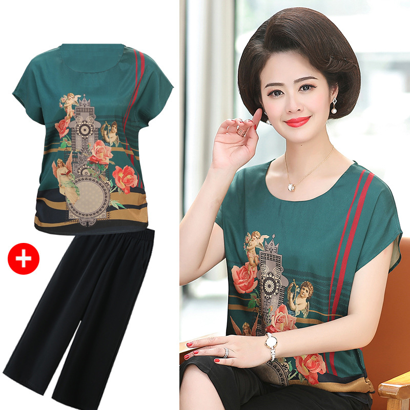 Áo kiểu áo lụa nữ trung niên form rộng chất lụa mát BL015