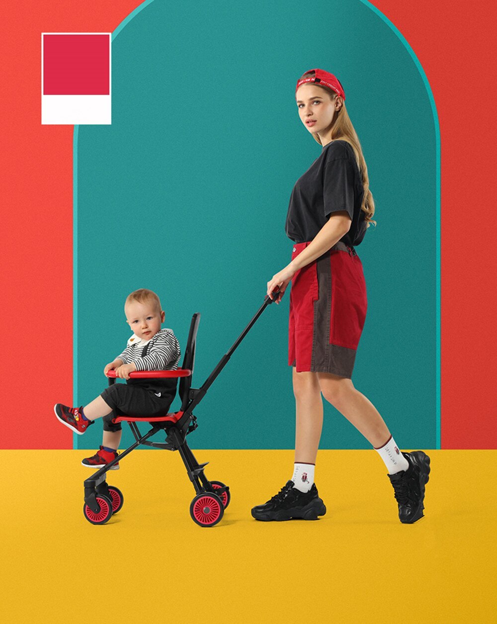 Xe Đẩy đảo chiều vovo/playkids gấp gọn 3,5kg mẫu mới 2020