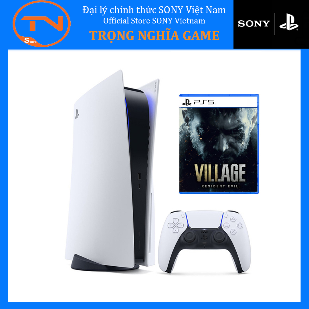 Máy ps5 sony playstation 5 standard edition chính hãng sony việt nam + đĩa game ps5 resident evil 8 village - bảo hành 12 tháng