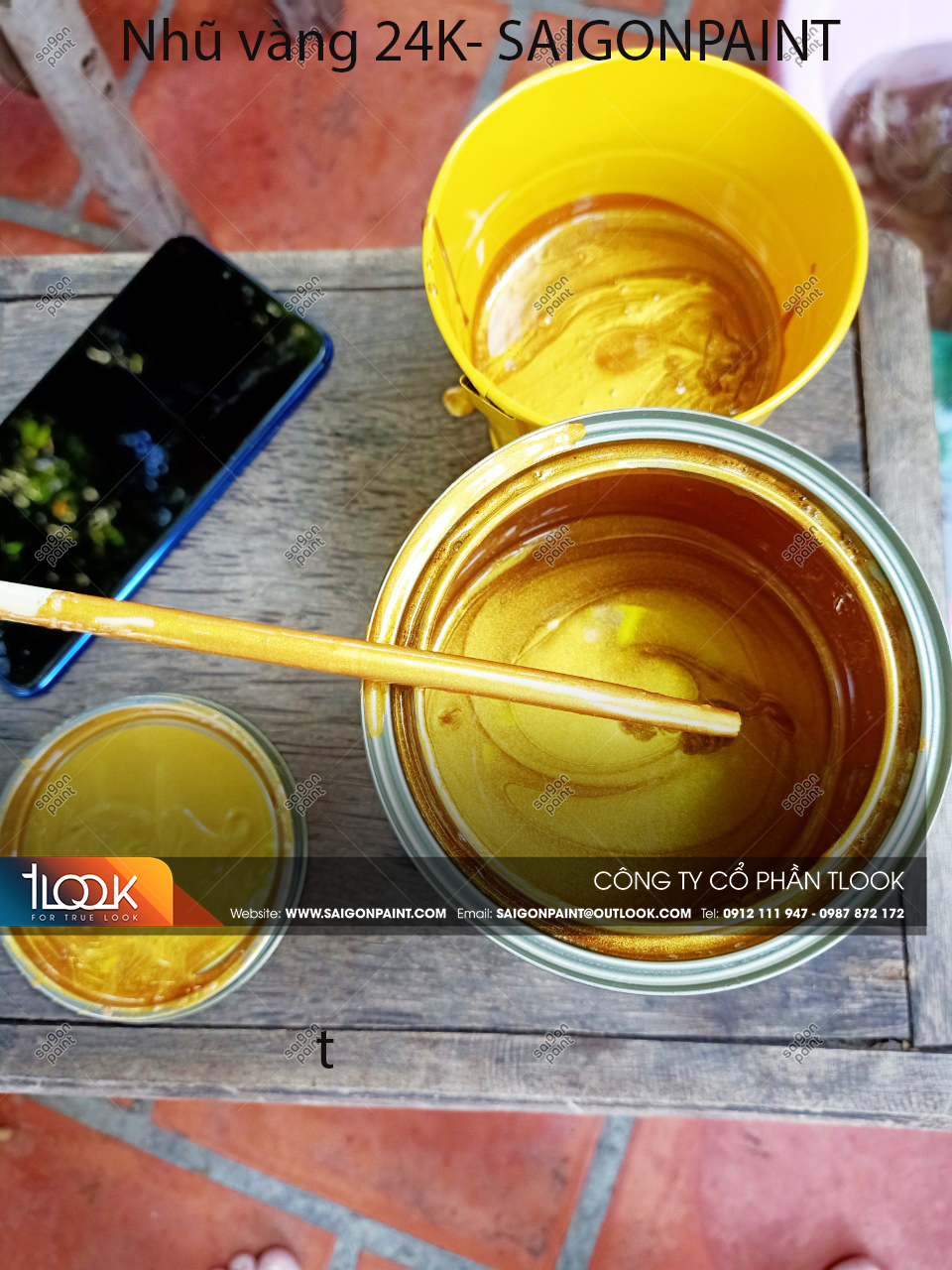 SƠN CHẬU KIỂNG NHŨ VÀNG MÀU 24K (HỆ XĂNG) ÁNH NHŨ CAO LON 800GRAM
