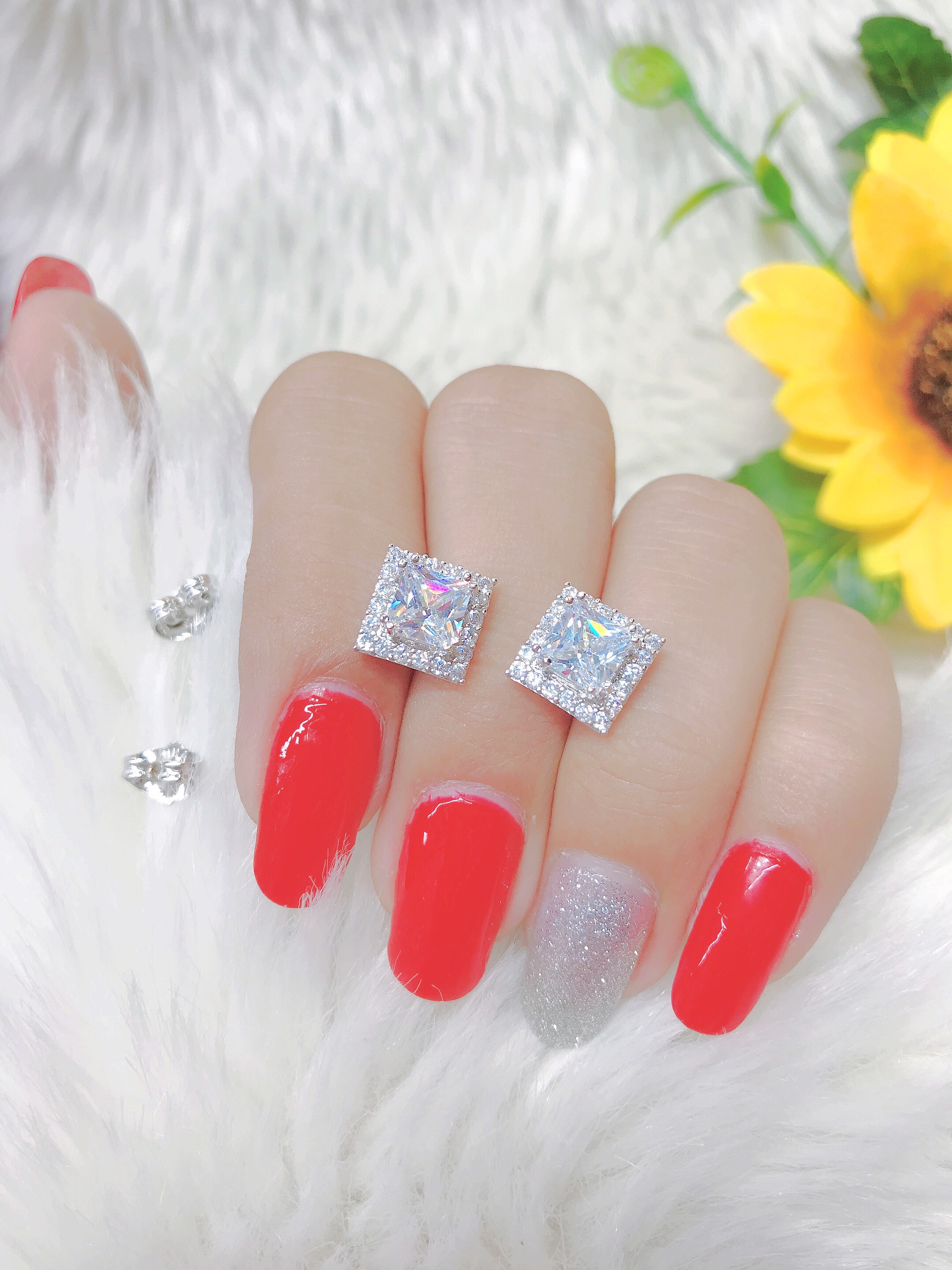 Bông tai nữ đính đá mạ vàng 18K cao cấp JK Silver thiết kế tinh xảo cao cấp giá rẻ trang sức hottrend trang sức đính đáU.bongtai43