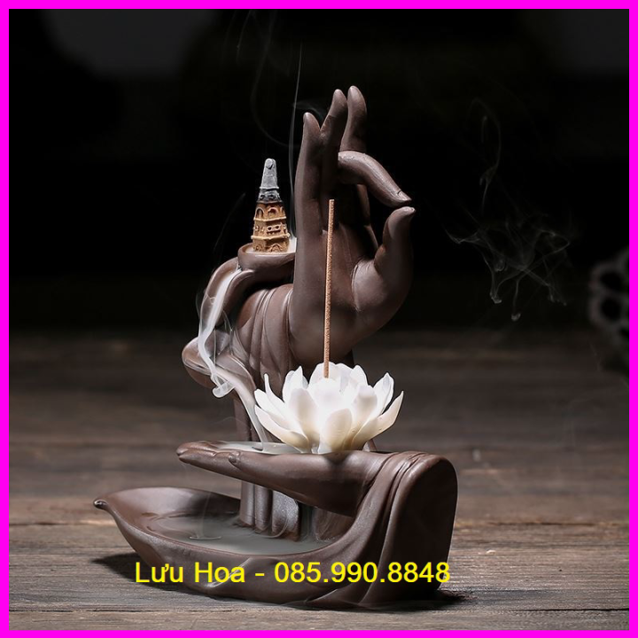Thác khói trầm hương thác trầm khói ngược cao cấp - bàn tay phật đà - hút tài lộc, thư giãn, thưởng trà, thiền định