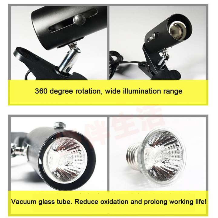Bộ kẹp đèn và bóng đèn cho thú cưng, bò sát 25w/50w/75w