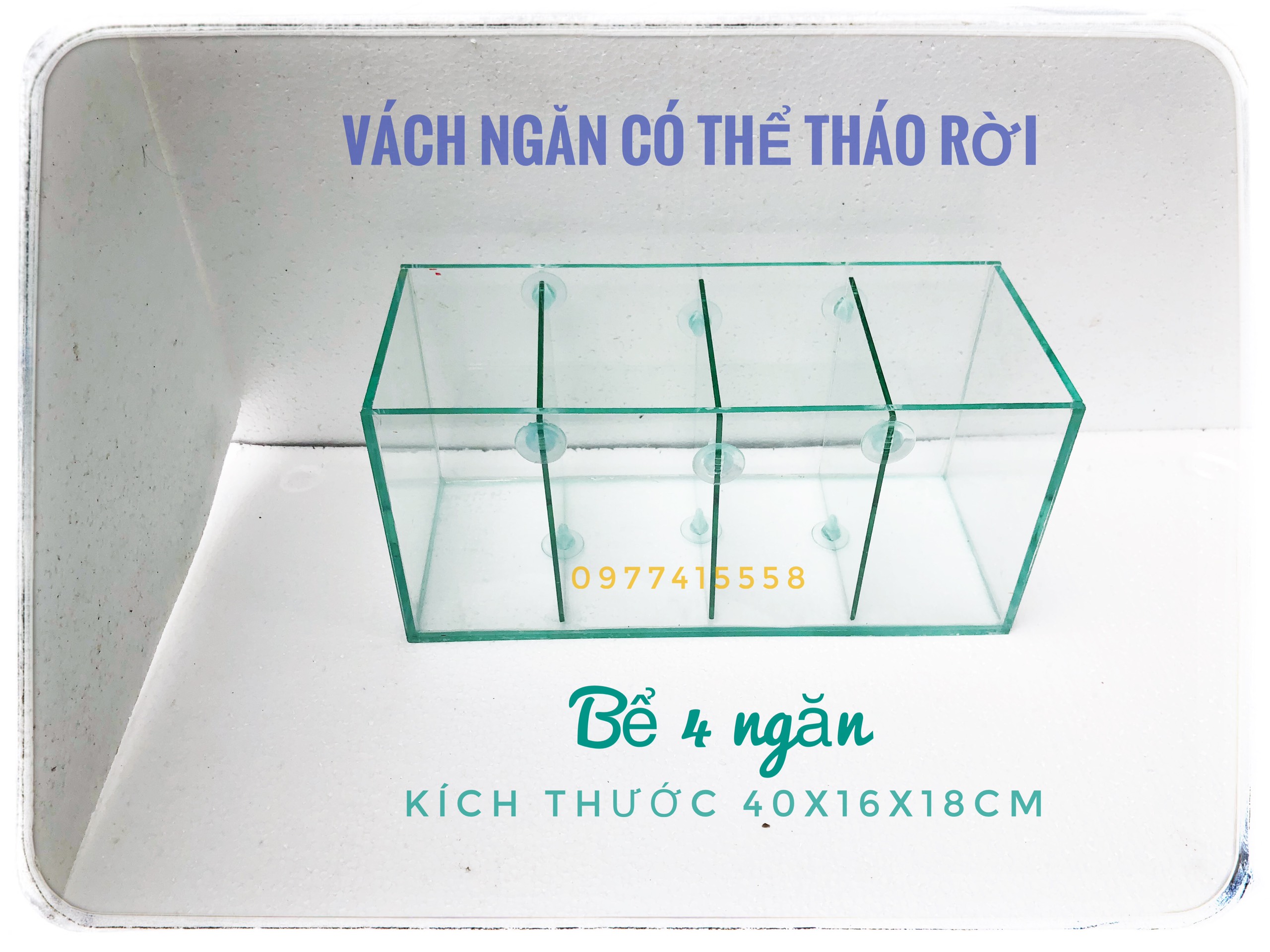 Bể cá 4 ngăn 4 in 1 cỡ 40x16x18cm