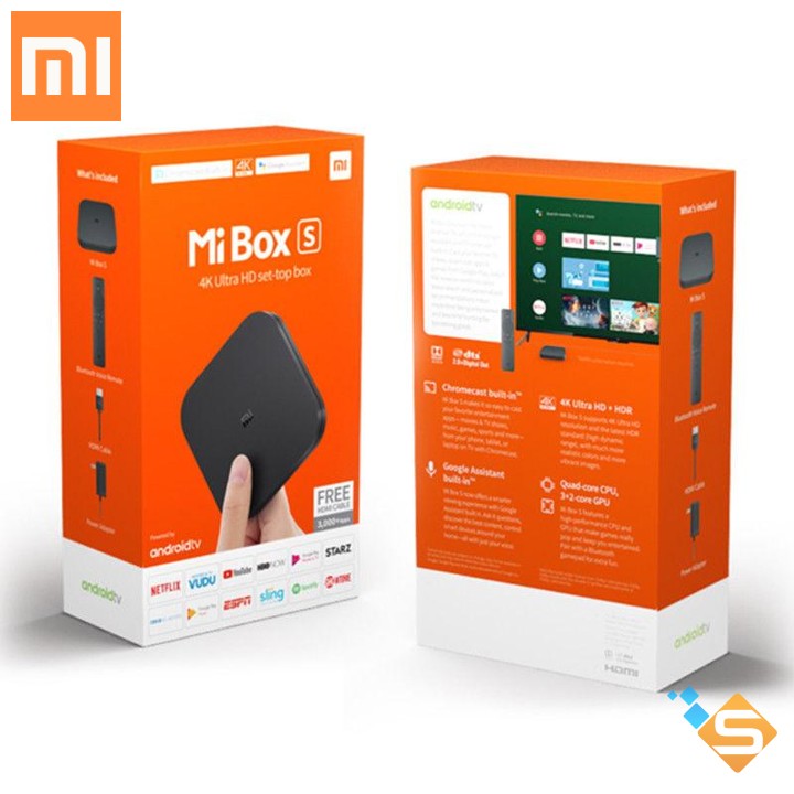 Android TV Box Xiaomi Mibox S 4K, RAM 2GB, Bộ nhớ 8GB Kết nối Wifi, Bluetooth 4.2 HDMI 2.0, Điều khiển bằng giọng nói - Phiên Bản Quốc Tế - Bảo hành 6 tháng