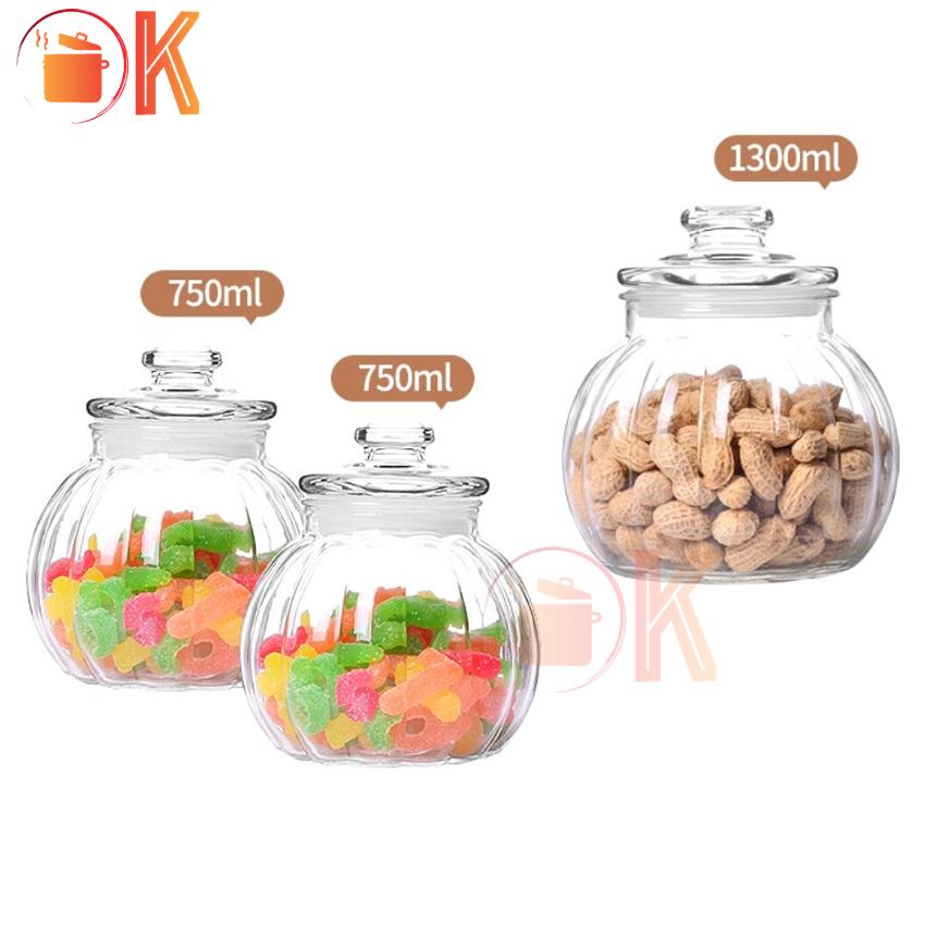 Hủ thuỷ tinh đựng thực phẩm - Lọ gia vị thuỷ tinh hình trái bí dung tích 750ML TP-H021