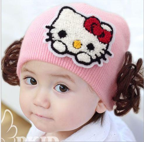 Nón len tóc giả bé gái đáng yêu