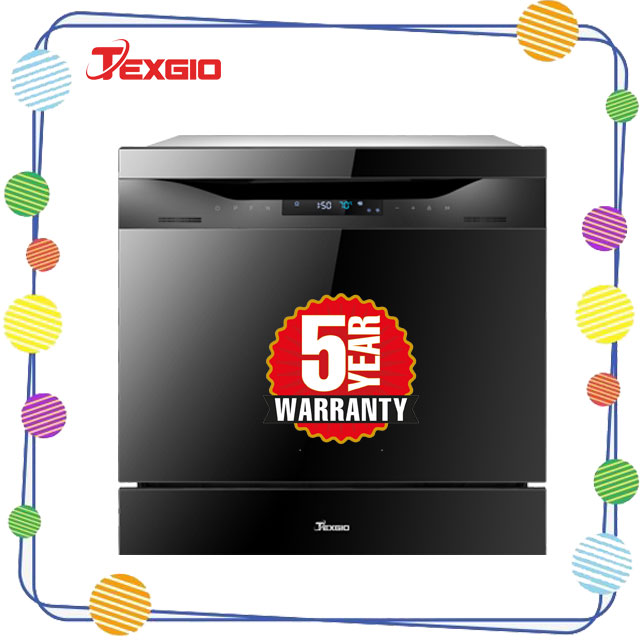 Texgio dishwasher tg h595dt08b, 8 place settings, free shipping, touch control, black colour, luxury