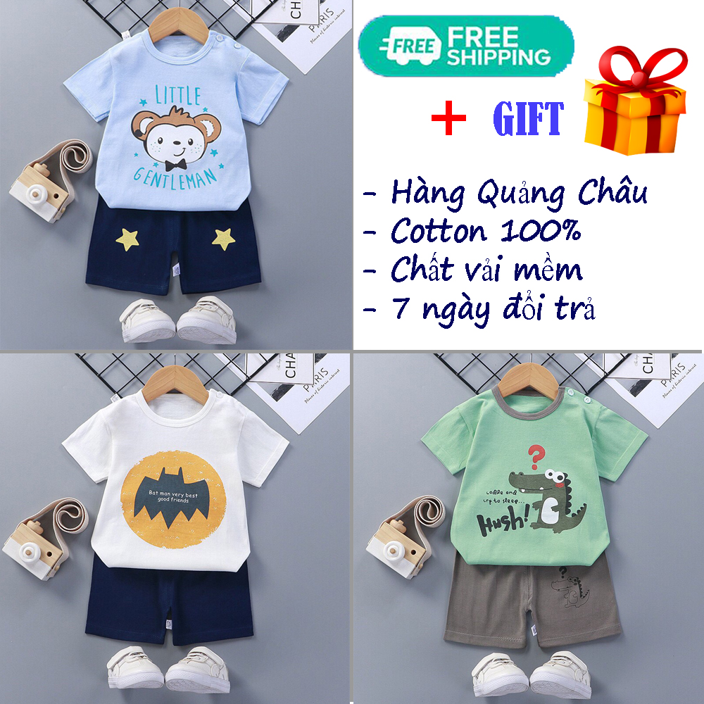 Bộ cộc tay cho bé trai từ 7-18kg mùa hè hình thú chất cotton 100% thoáng mát mềm mịn từ 7-18kg - Bộ quần áo cho bé - Quần áo trẻ em - Quần áo cho bé trai