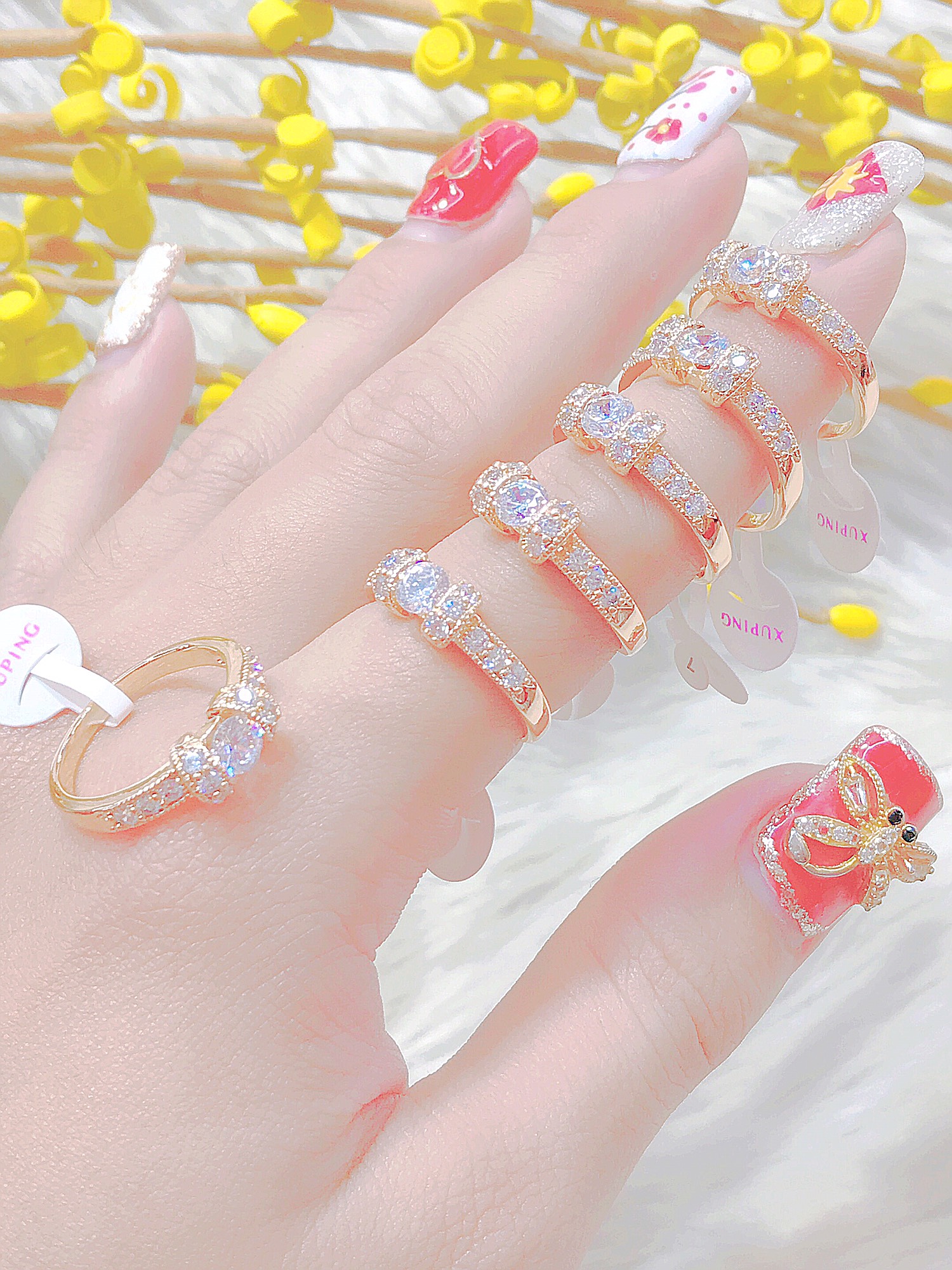 Nhẫn nữ mạ vàng 18K đính đá cao cấp Free&Easy thiết kế tinh xảo cao cấp sang trọng trang sức hottrendFE.nhan447