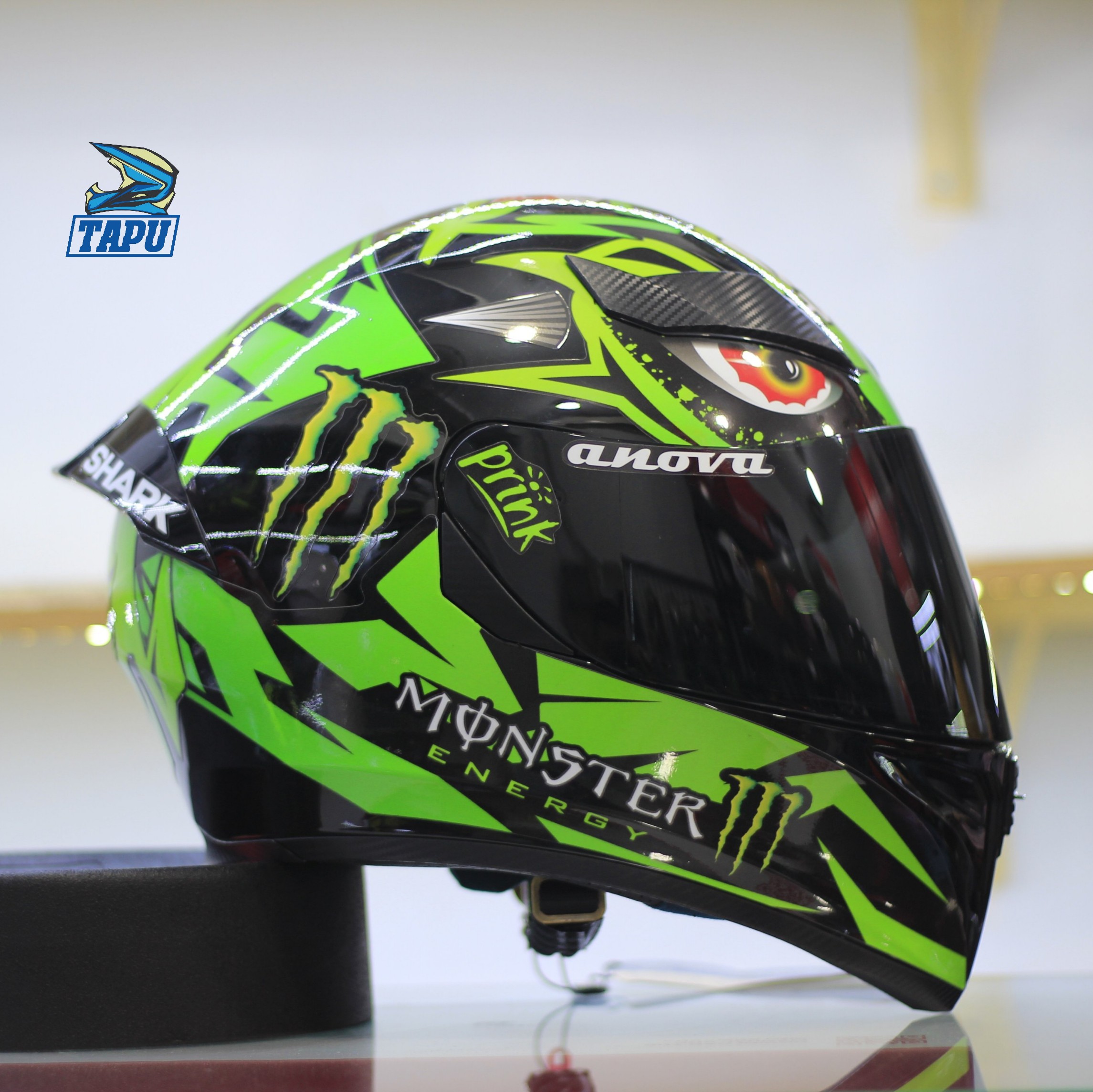 Nón Fullface ROYAL M138B 1 Kính Lên Tem Shark Rồng Xanh