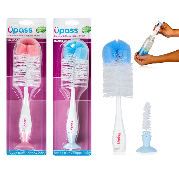 Bộ cọ rửa bình sữa và núm ti Upass có đế hút chân không UP7004N