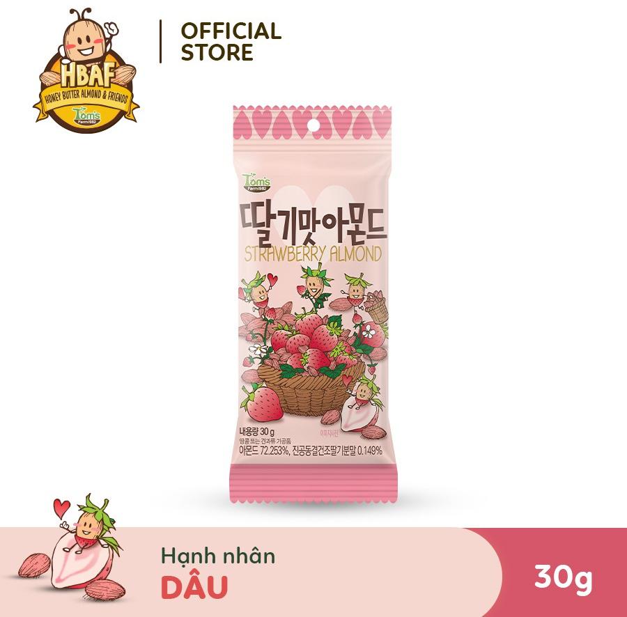 Hạnh nhân tẩm vị Dâu Tây Tom's Farm - Gói Gói 30g