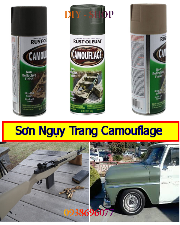 [HCM]Sơn xịt màu Quân Đội - Camouflage (Sơn cao cấp đến từ Mỹ)