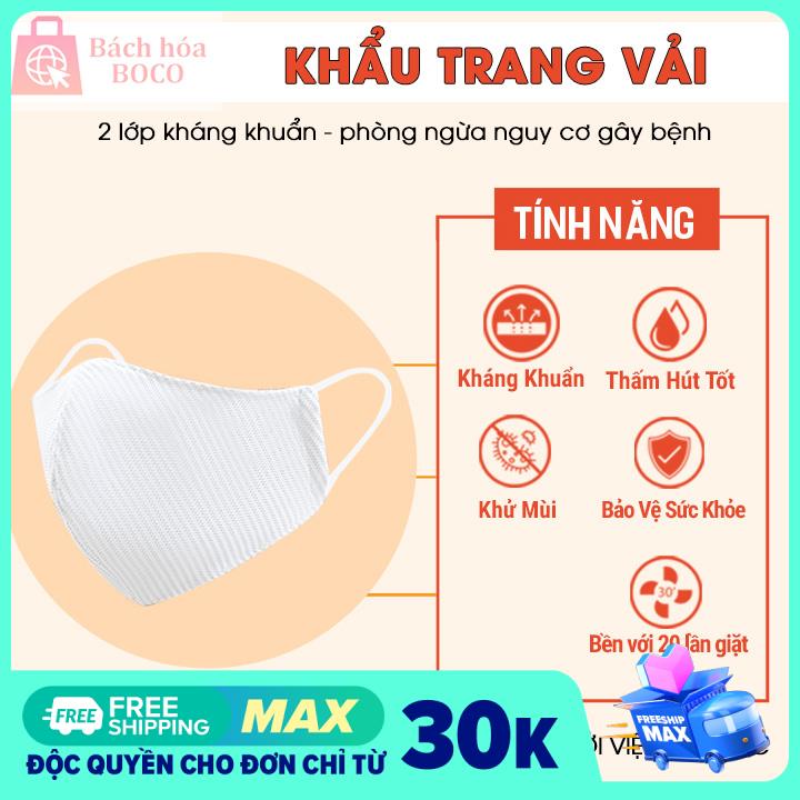 Khẩu trang vải 2 lớp lưới kháng khuẩn phòng ngừa virus, vi khuẩn - tái sử dụng 20 lần, có hộp đựng an toàn, đã kiểm định