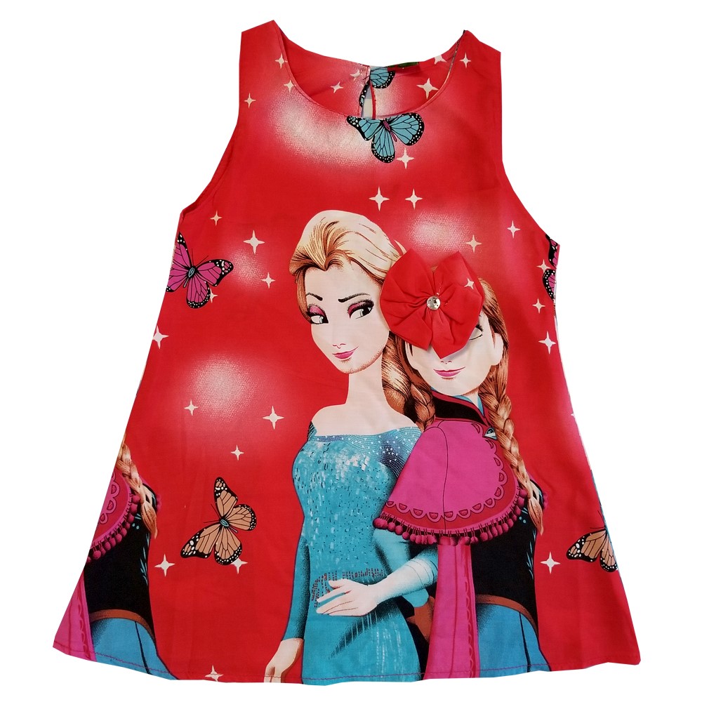 Đầm Elsa bé cái chất cotton siêu mềm mại mát size từ 7-29kg màu ngẫu nhiên
