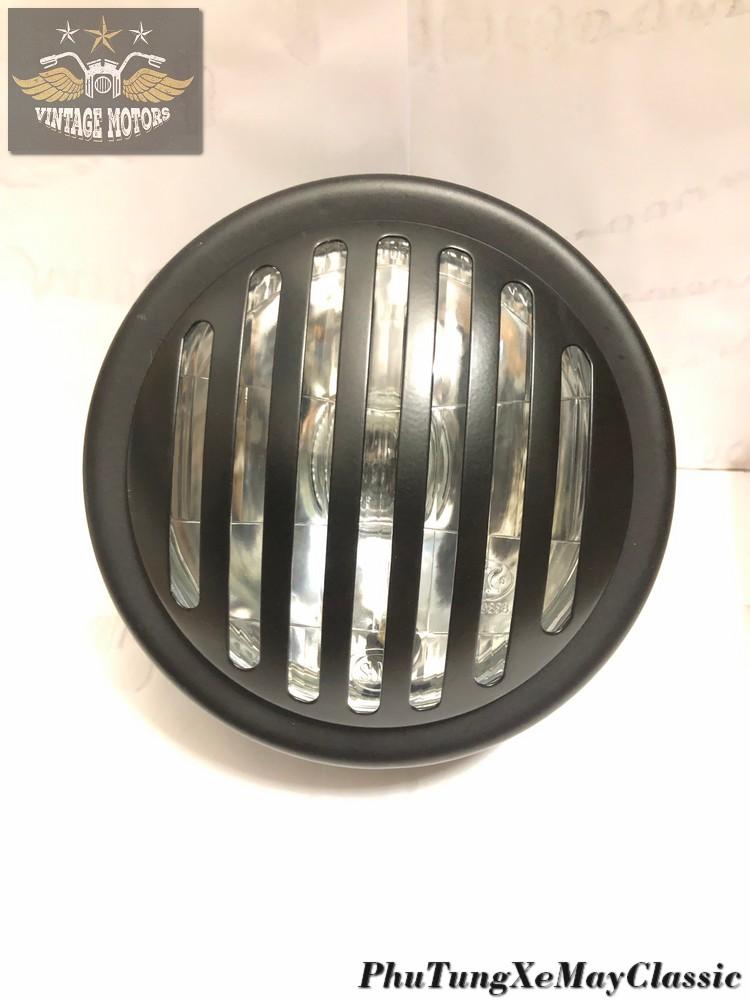 ĐÈN PHA XE MÁY ĐỘ CLASSIC - Đèn pha Harley Cafe Racer Chopper Bobber CG125 GN125 có lưới bảo vệ