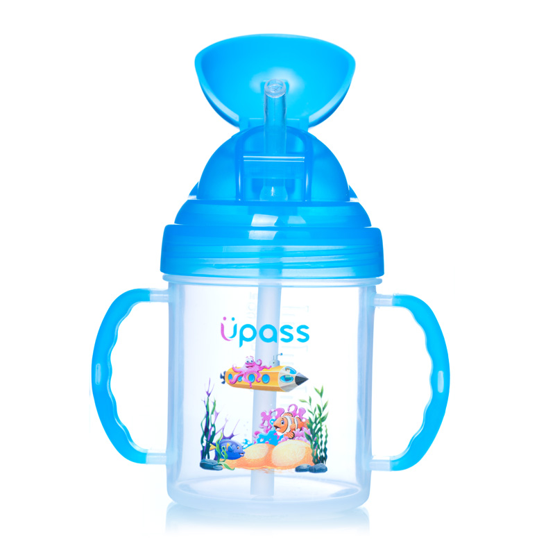 Bình uống nước trẻ em upass 200ml có hai tay cầm với vòi hút mềm up0732y