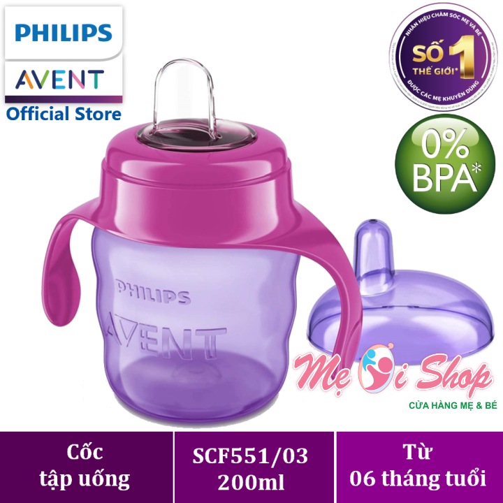 Bình tập uống Philips Avent 200ml màu tím cho trẻ trên 6 tháng tuổi SCF551/03