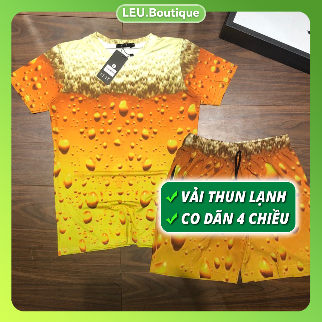 Bộ quần áo nam mùa hè công nghệ in 4D lên áo Bia chất lượng cao, không phai màu