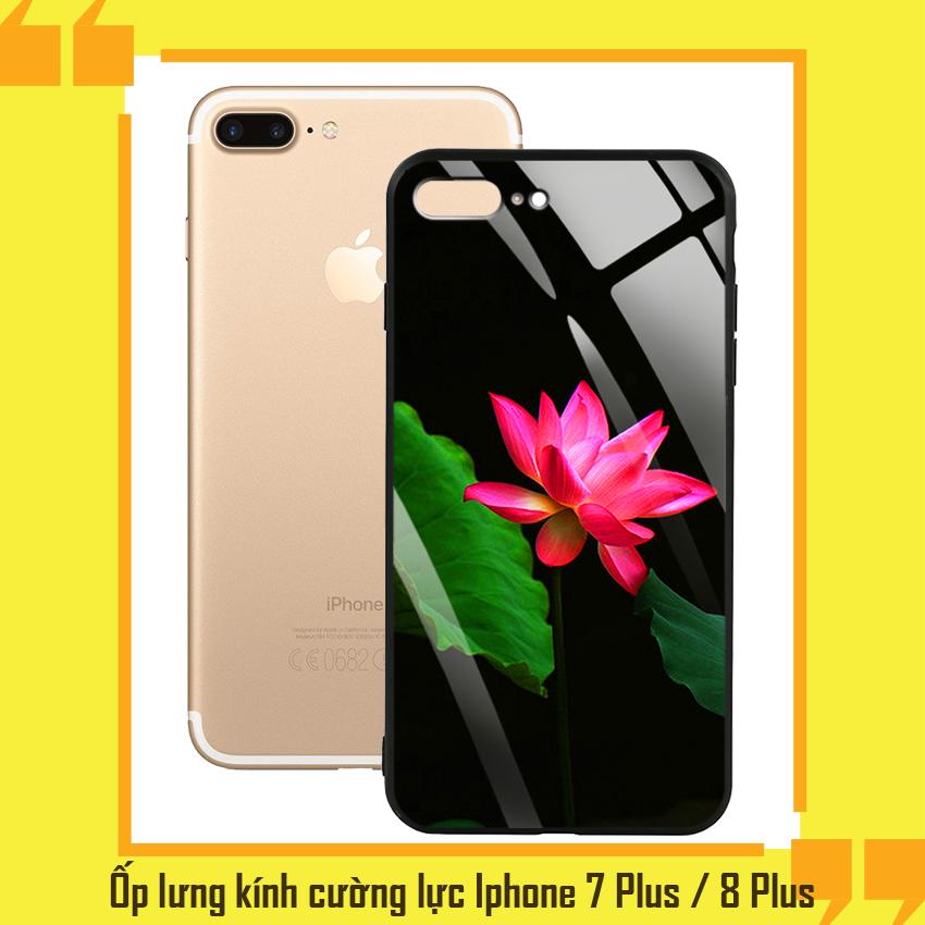 Ốp lưng kính cường lực iphone 7 plus / 8 plus - 03004 7819 lotus06