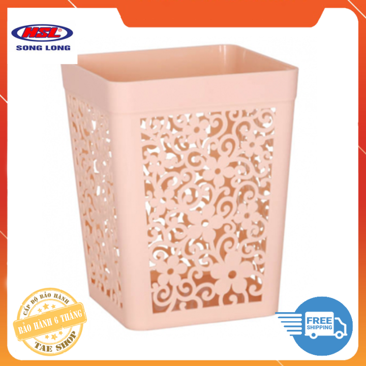 Giỏ rác hàn quốc 2611 - be, giỏ đựng rác nhựa song long