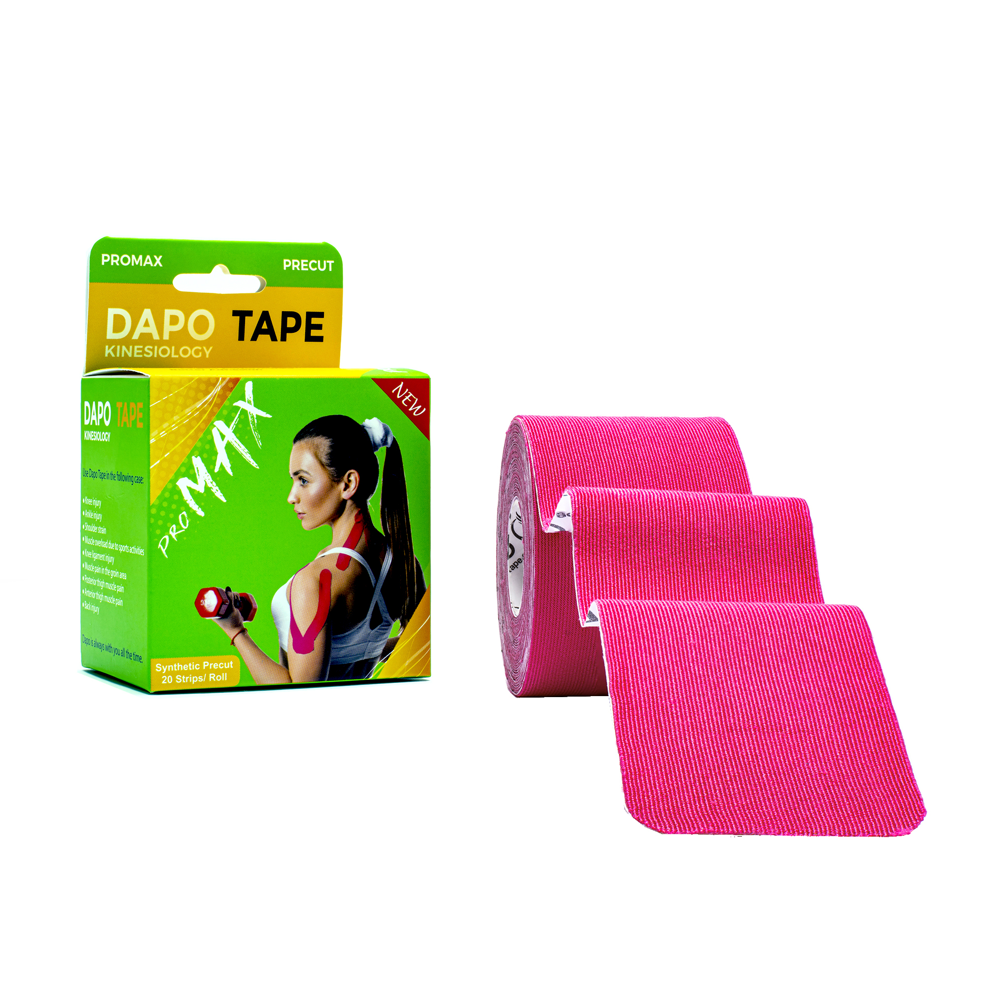 [Sợi Tổng Hợp Cắt Sẵn] Băng Dán Cơ Thể Thao Dapo Tape ProMax Màu Hồng