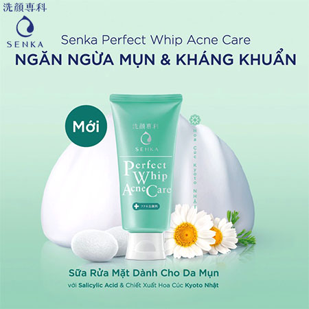 Sửa rửa mặt dành cho da mụn senka perfect whip acne care 100g 15554