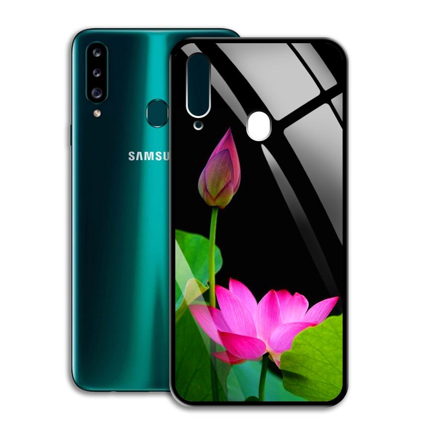 Ốp Lưng Samsung Galaxy A20S hình hoa sen - mặt Kính Cường Lực - 03081 7883 HOASEN08