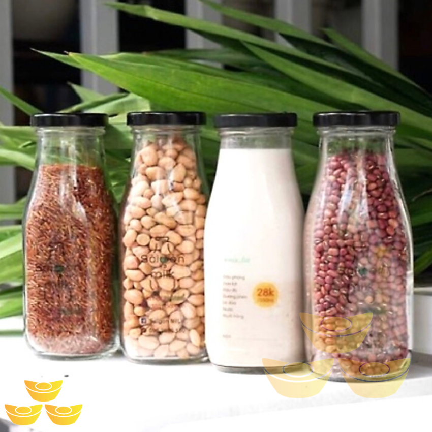 [HCM]Chai Thuỷ Tinh Đựng Sữa 200ml - Chai thủy tinh chưng yến đựng sữa sinh tố ngũ cốc nắp kim loại dung tích 200ml KN-S004