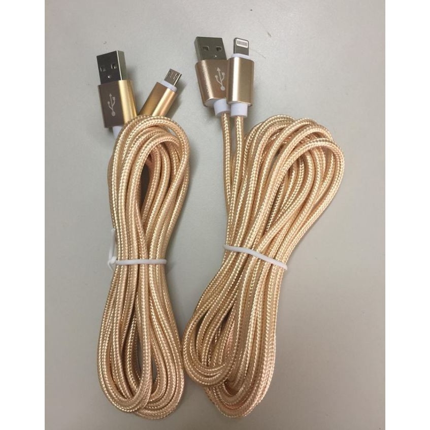 Dây sạc dài 3m chân iphone, samsung, oppo, bọc dù siêu bền