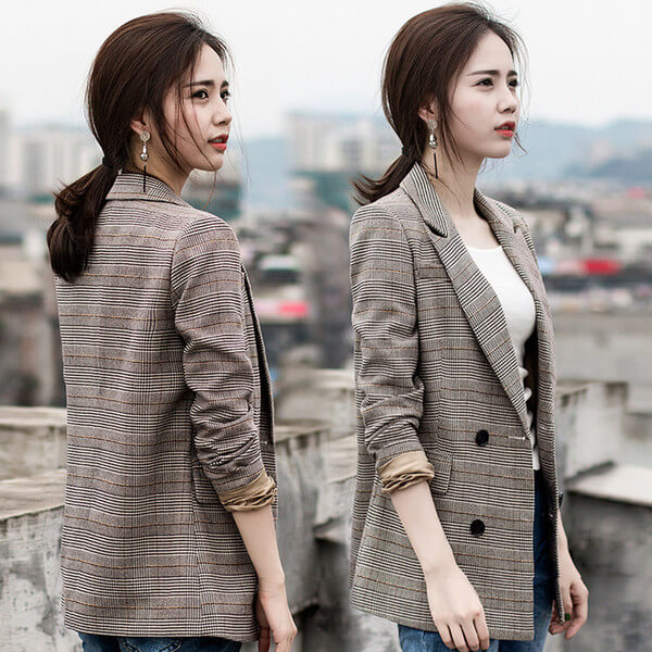 Áo khoác kẻ công sở nữ