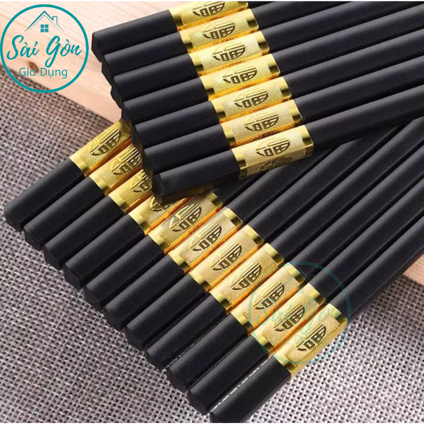 [HCM]10 Đôi Đũa Hàn Quốc Korea Đầu Hợp Kim Mạ Vàng - Đũa khảm ăn cơm viền màu vàng - Đũa Kháng Khuẩn Đẳng Cấp - Không Độc Hại Và Không Mùi SG-D028