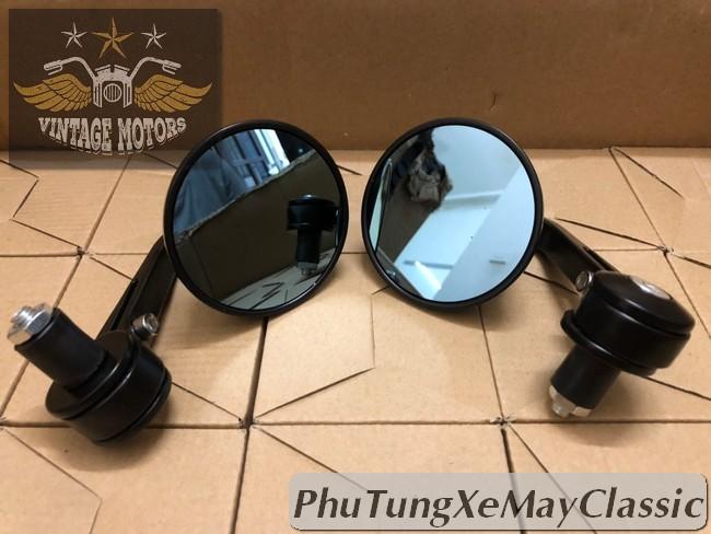 GƯƠNG GÙ XE MÁY ĐỘ CLASSIC - Gương gù tròn mặt kính xanh, chất liệu nhôm cnc, kèm gù. Mặt kính xanh chống chói ( giá bao gồm 1 đôi )