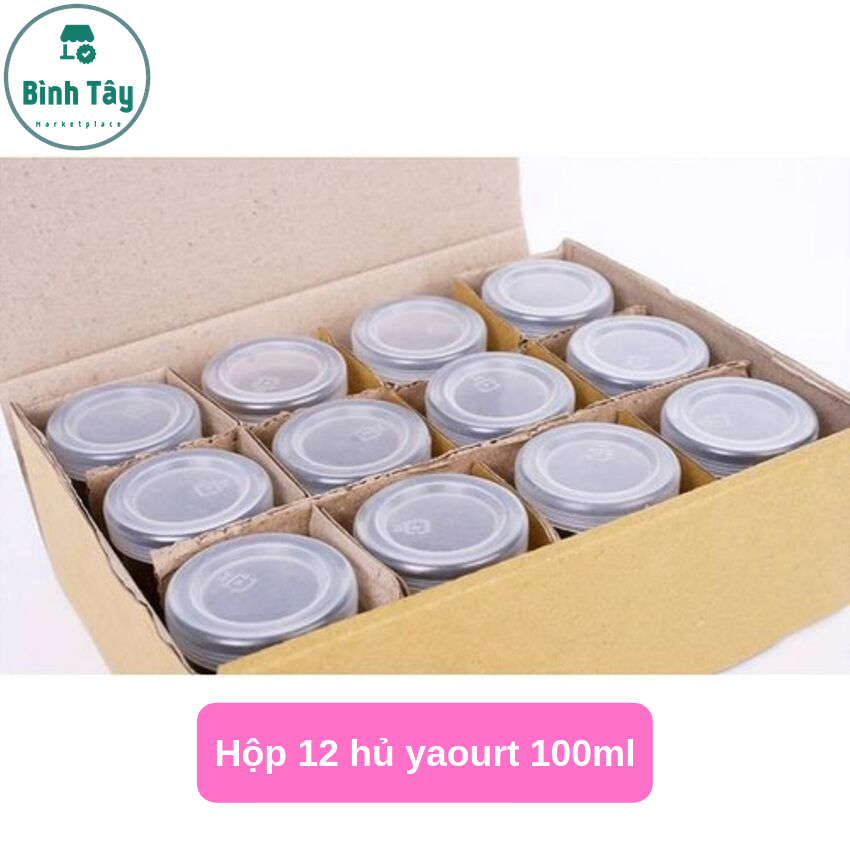 [HCM](Trọn bộ 12) HŨ YAOURT SỮA CHUA - HŨ YẾN BẰNG THỦY TINH 100ML + NẮP NHỰA (HỘP 12 HỦ) ?KN-Y006
