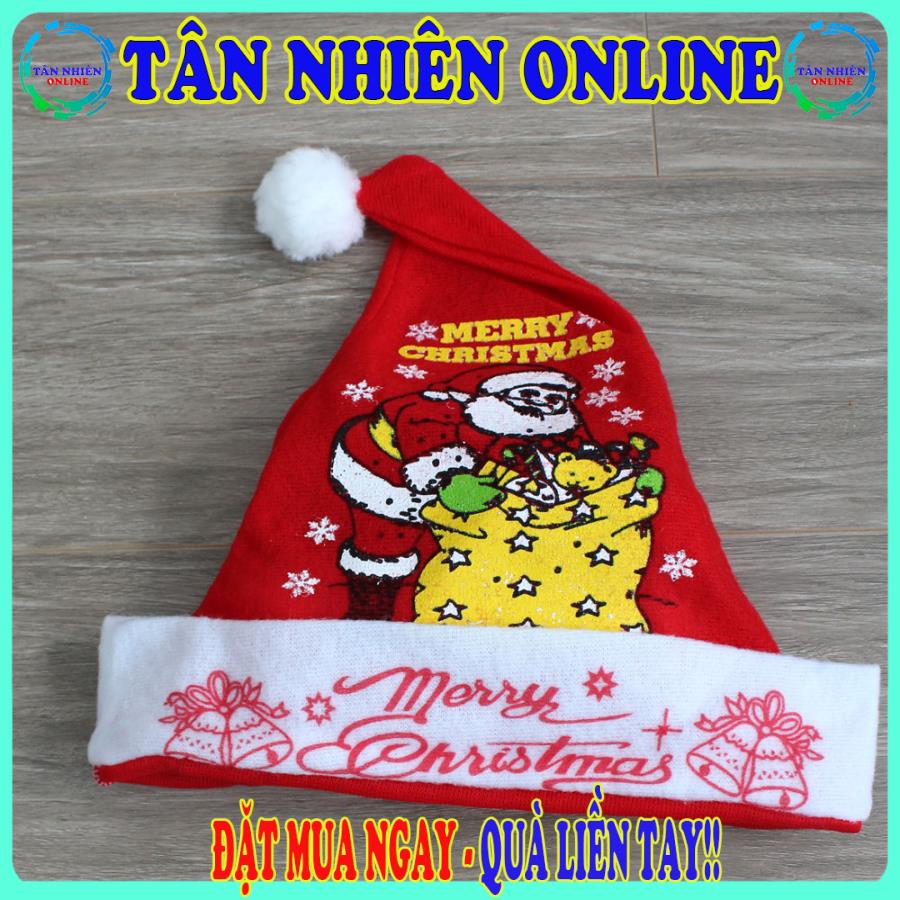 Nón ông già Noel bằng vải nỉ mỏng (Loại Tốt) có size cho người lớn và trẻ em cho giáng sinh ấm áp