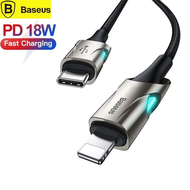 Cáp sạc Siêu Bền PD lightning LED 18W Lightning Baseus Fish Eye Type C PD 18W dành cho iPhone / IPad