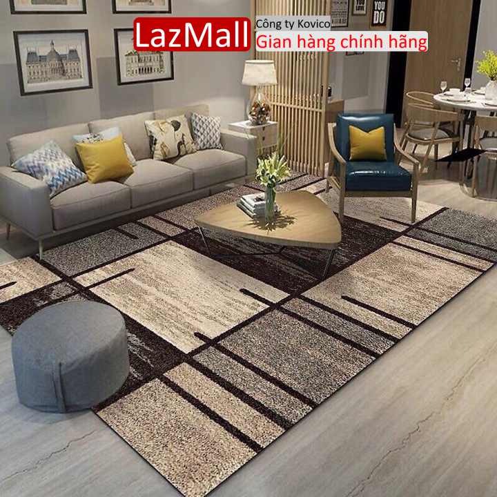 Thảm lì bali trải sàn họa tiết kẻ cao cấp 1m6x2m3