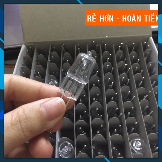Đèn xông tinh dầu, bóng đèn tinh dầu - Hộp 100 bóng đèn halogen 50w hai chân to