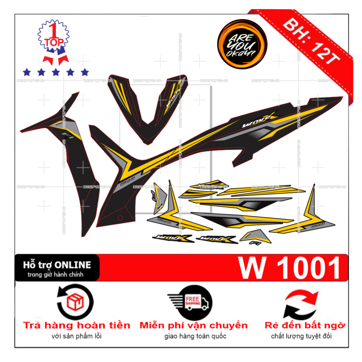 Tem rời dán xe wave RSX dán xe đen