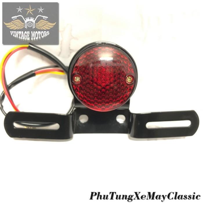 ĐÈN XE MÁY ĐỘ CLASSIC - Đèn hậu độ Tổ Ong có kèm pad biển số chất liệu thép sơn tĩnh điện