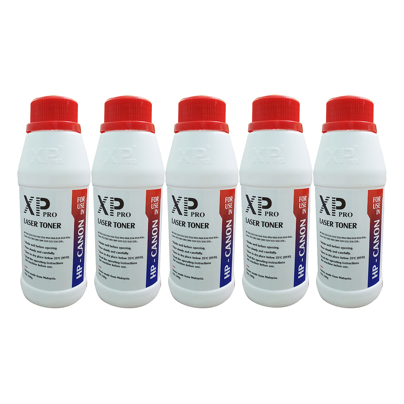 Combo 5 lọ mực đổ máy in Hp, Canon Xppro 140g (Canon2900, Hp 1010)