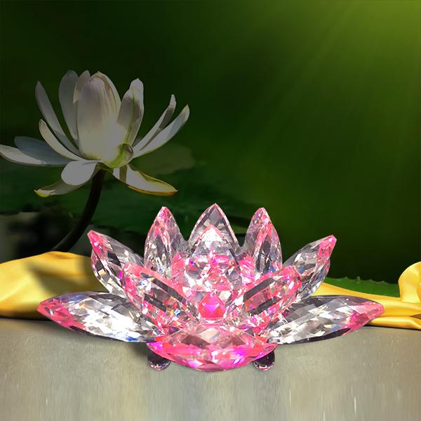 [HCM]Hoa Sen Pha Lê màu Hồng (size nhỏ) - Trang trí bàn thờ/ Đèn bàn thờ