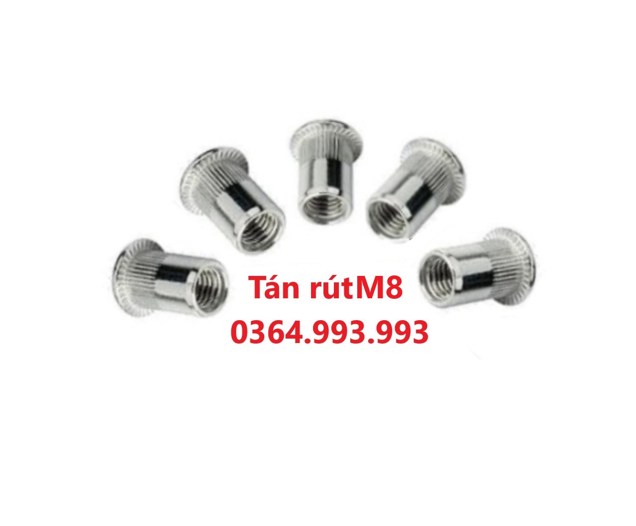 Gói 100 cái Tán rút M8/Ecu rút M8/Đinh tán rút M8. Chất liệu: Mạ kẽm