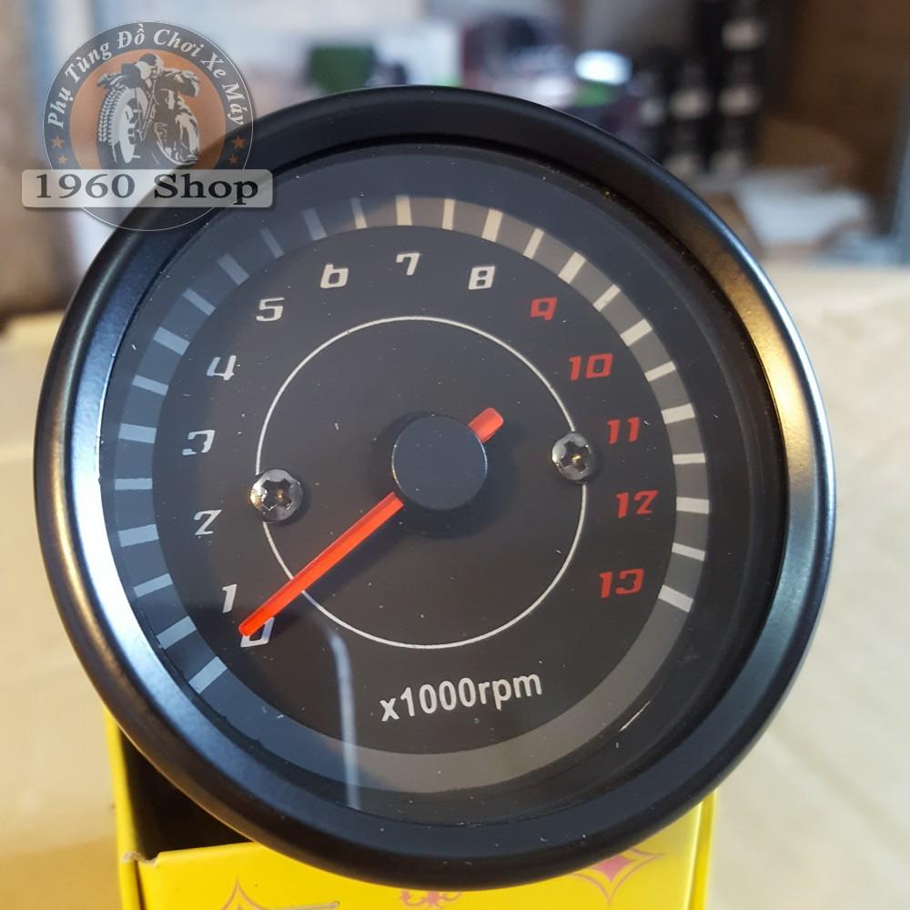 đồng hồ tua máy classic màu đen - ĐỒNG HỒ XE MÁY CLASSIC Phù hợp độ Cafe Racer Tracker Win 67 Dream CUB và các loại xe máy