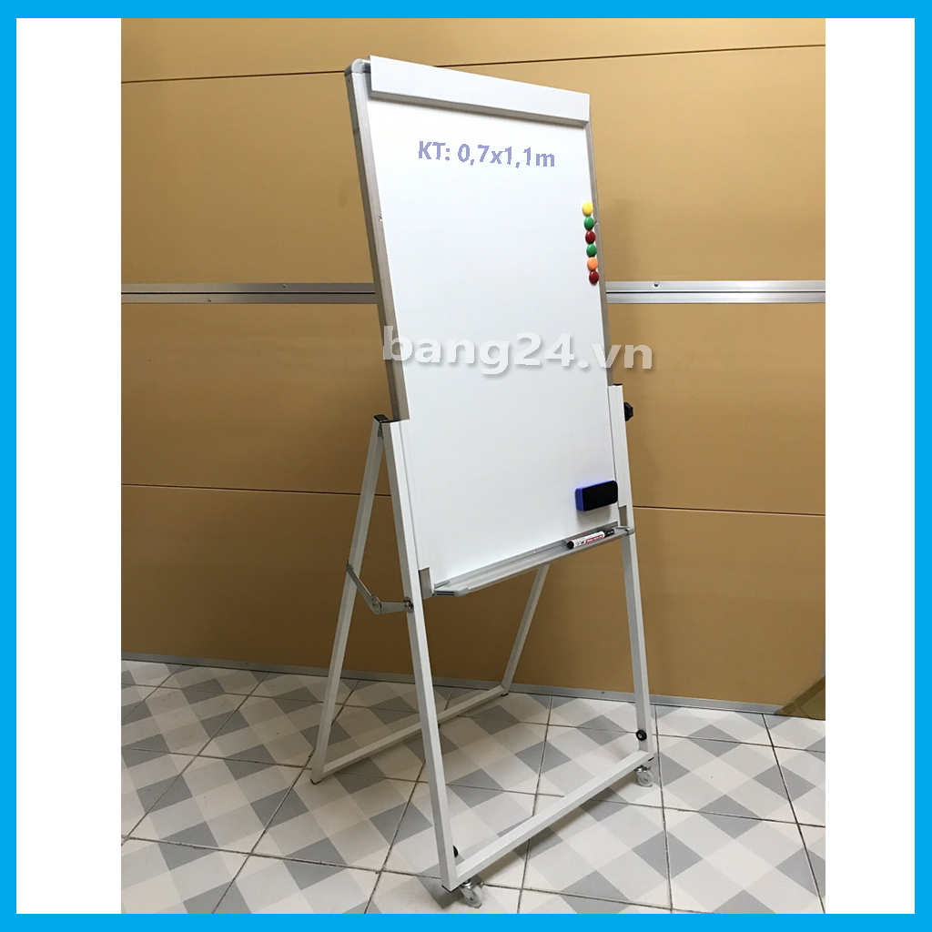 Bảng Flipchart Chân Gấp - White Board; KT: 0,7x1,1m (Tặng kèm 1 khay để bút, 1 bút dạ, 1 xóa bảng, 6 viên nam châm và 10 tờ giấy A1)