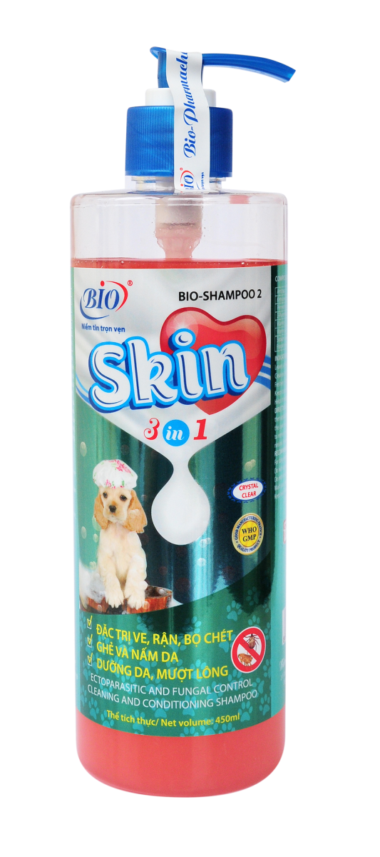 Sữa tắm trị ve, rận, bọ chet, ghẻ, nấm Bio Shampoo 2 Skin 3 in 1 230ml