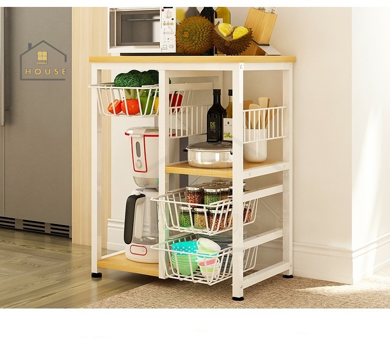 Kệ bếp đa năng loại 172 kệ để lò vi sóng mặt gỗ lõi xanh phủ melamine chống nước, khung thép sơn tĩnh điện chống gỉ và bong tróc, loại tốt chịu lực cao