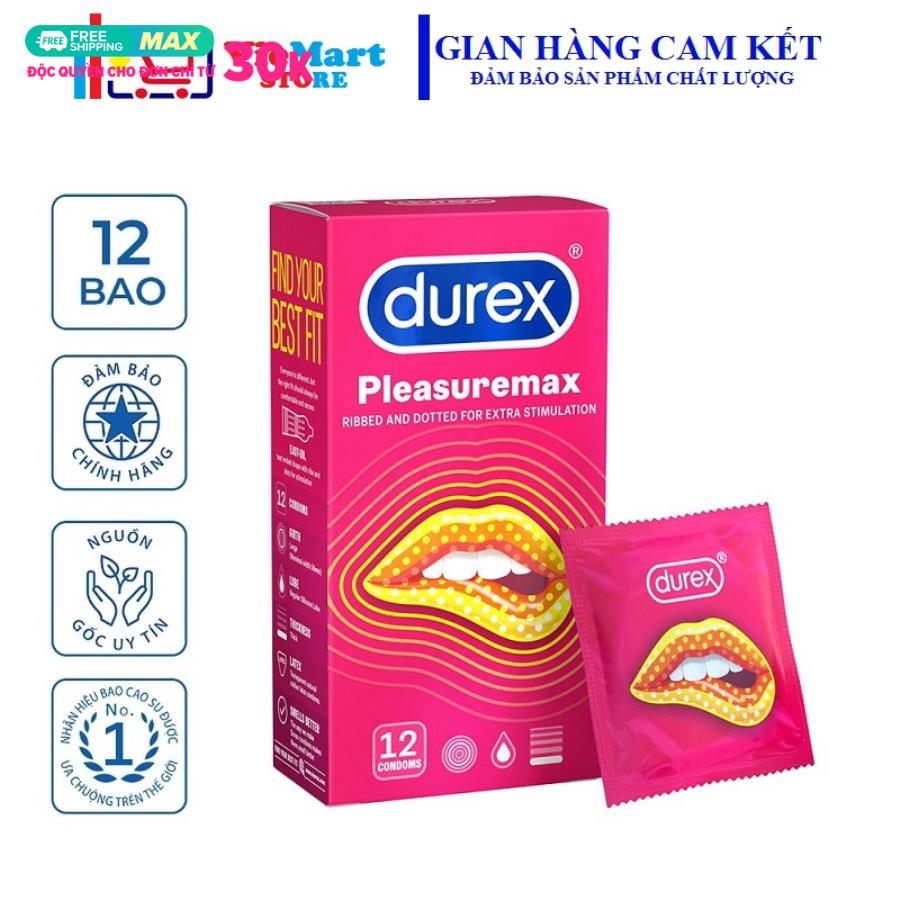 [HCM]Bao cao su Durex Pleasuremax 12 bao / hộp